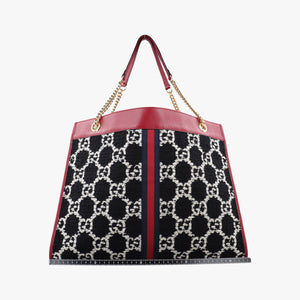 Vintage Gucci Rajah Black × Red × Multi tweed × leather 537219 shoulderbag | stylenewstar