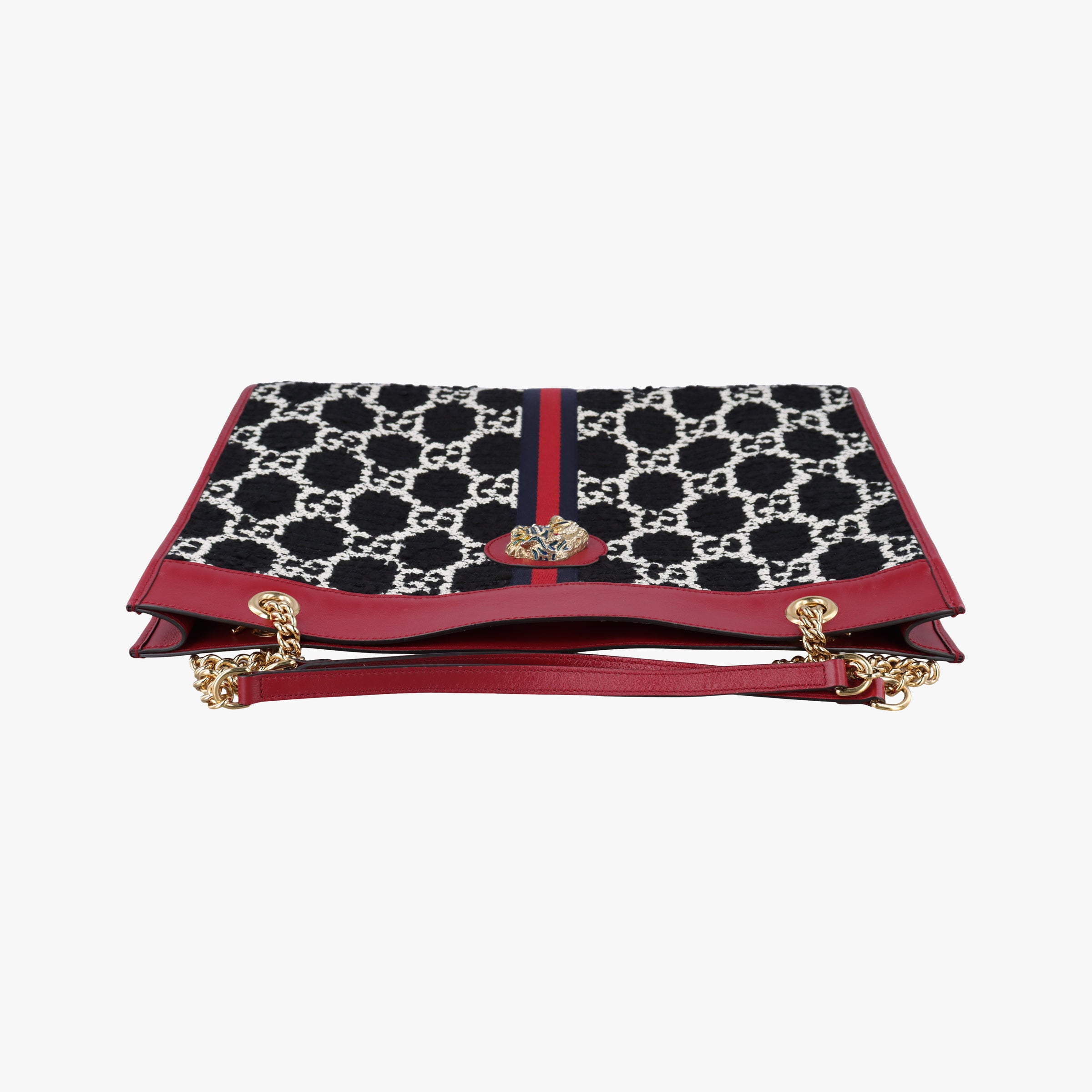 Vintage Gucci Rajah Black × Red × Multi tweed × leather 537219 shoulderbag | stylenewstar