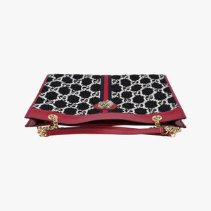 Vintage Gucci Rajah Black × Red × Multi tweed × leather 537219 shoulderbag | stylenewstar