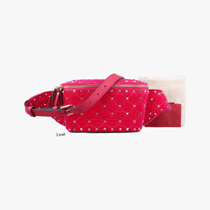 Vintage Valentino Rockstud Red Velvet  bum bag/waist bag | stylenewstar