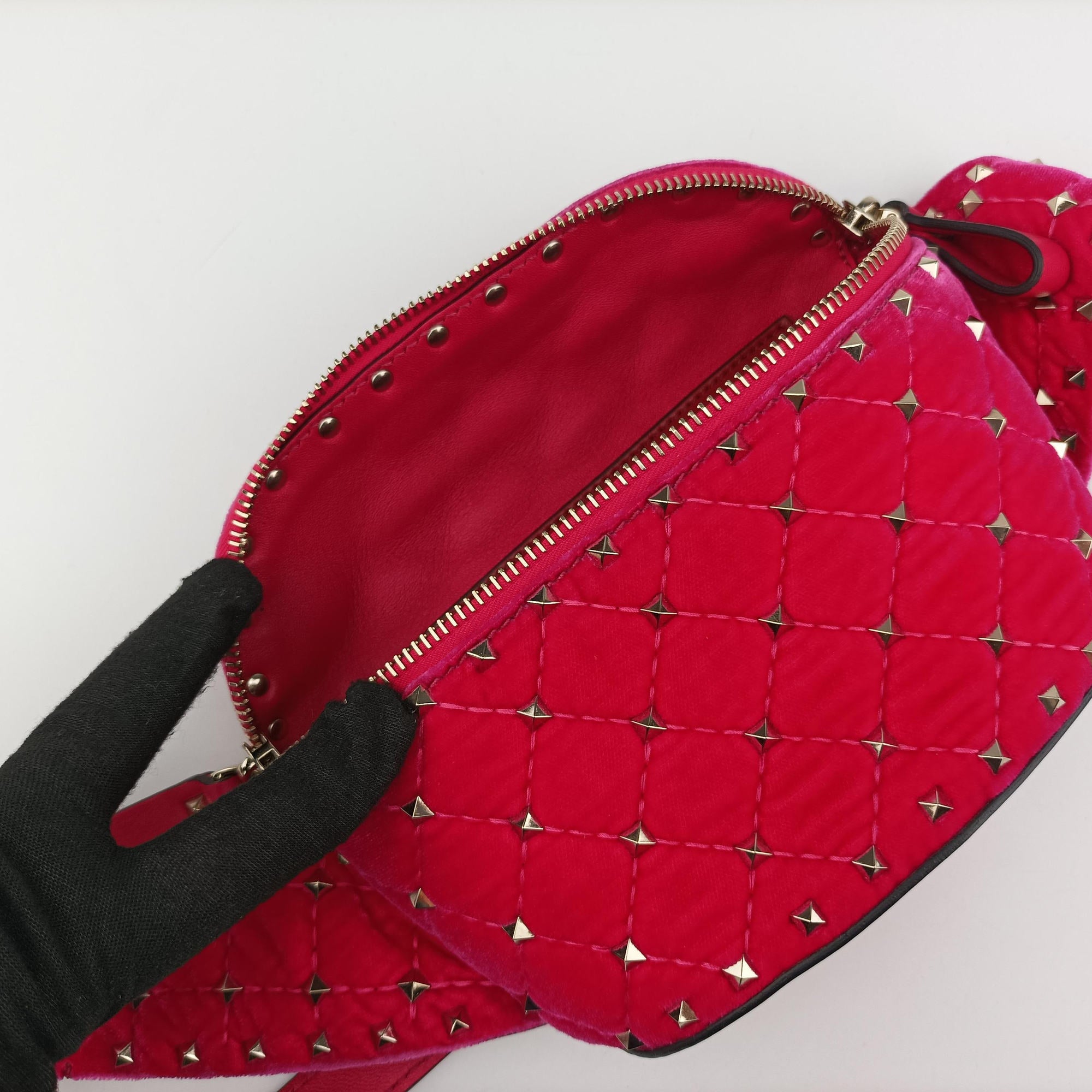 Vintage Valentino Rockstud Red Velvet  bum bag/waist bag | stylenewstar