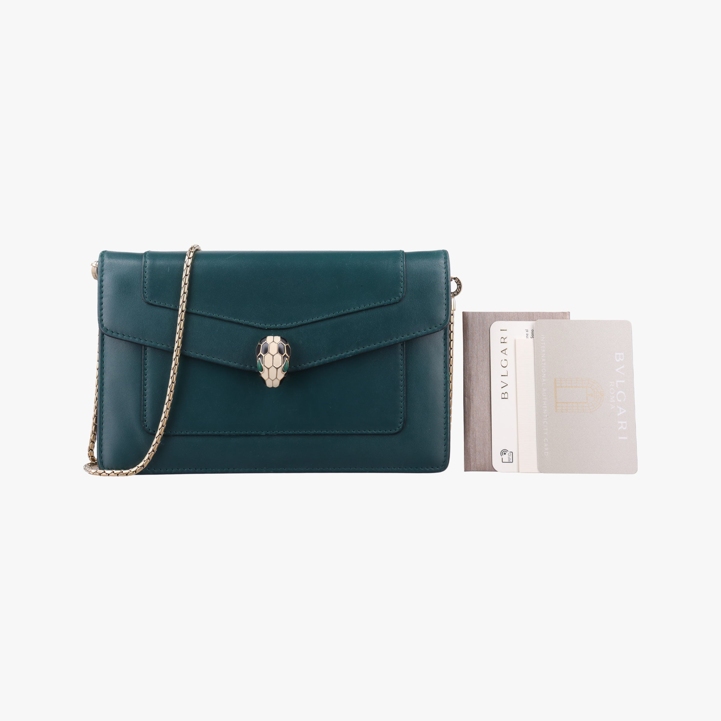Secondhand Bvlgari SERPENTI FOREVER Green Leather  shoulderbag | stylenewstar