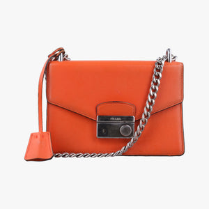 Secondhand Prada Sound Lock Orange SAFFIANO Leather BN0924 shoulderbag | stylenewstar