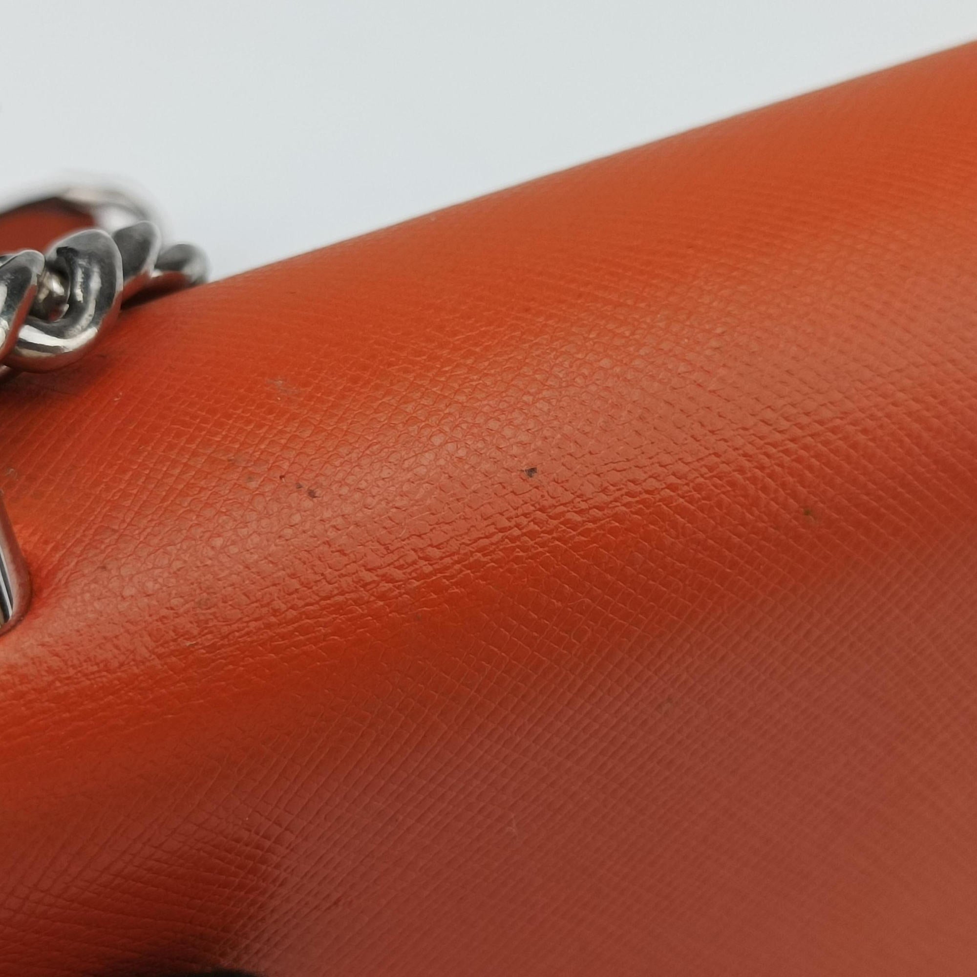 Secondhand Prada Sound Lock Orange SAFFIANO Leather BN0924 shoulderbag | stylenewstar