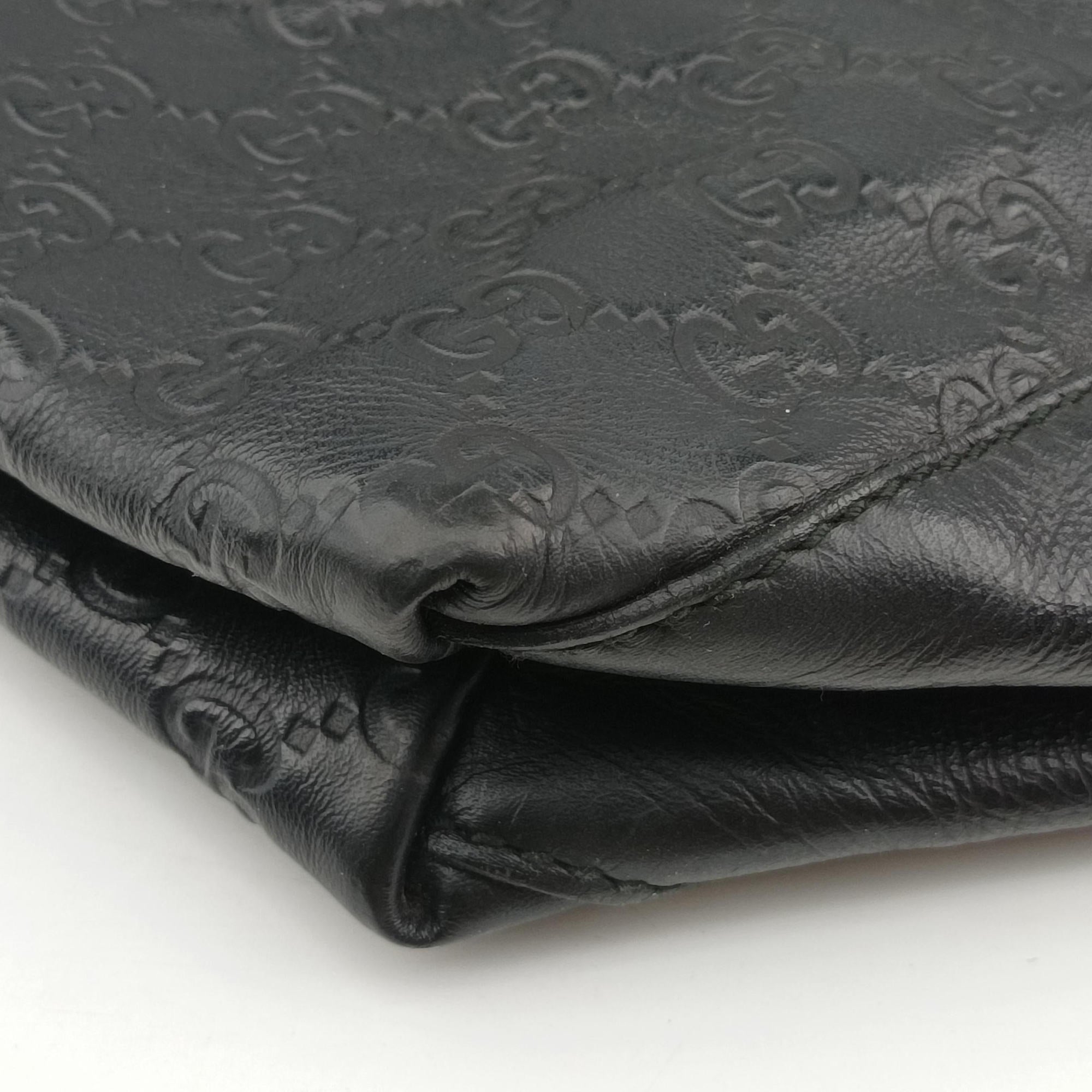 Pre-owned Gucci Guccissima Black Leather 246392 handbag | stylenewstar