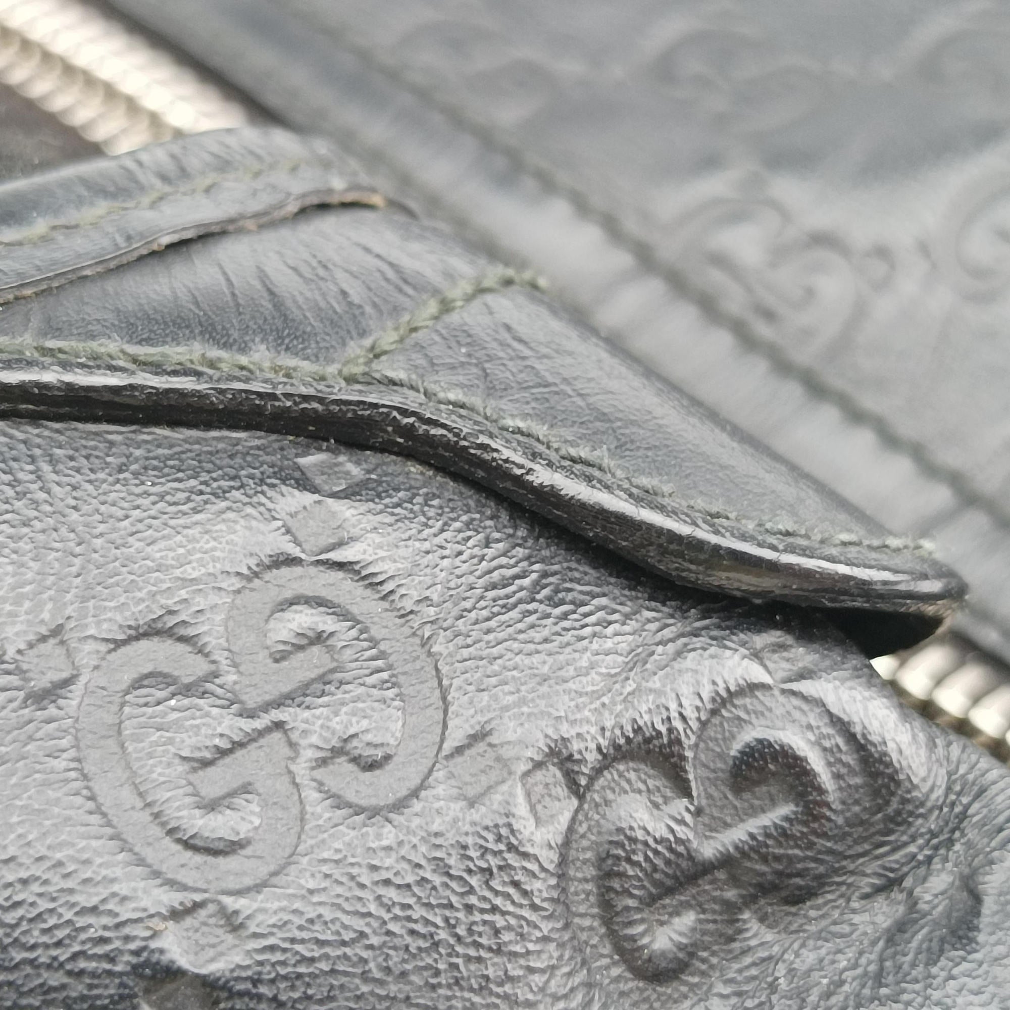 Pre-owned Gucci Guccissima Black Leather 246392 handbag | stylenewstar