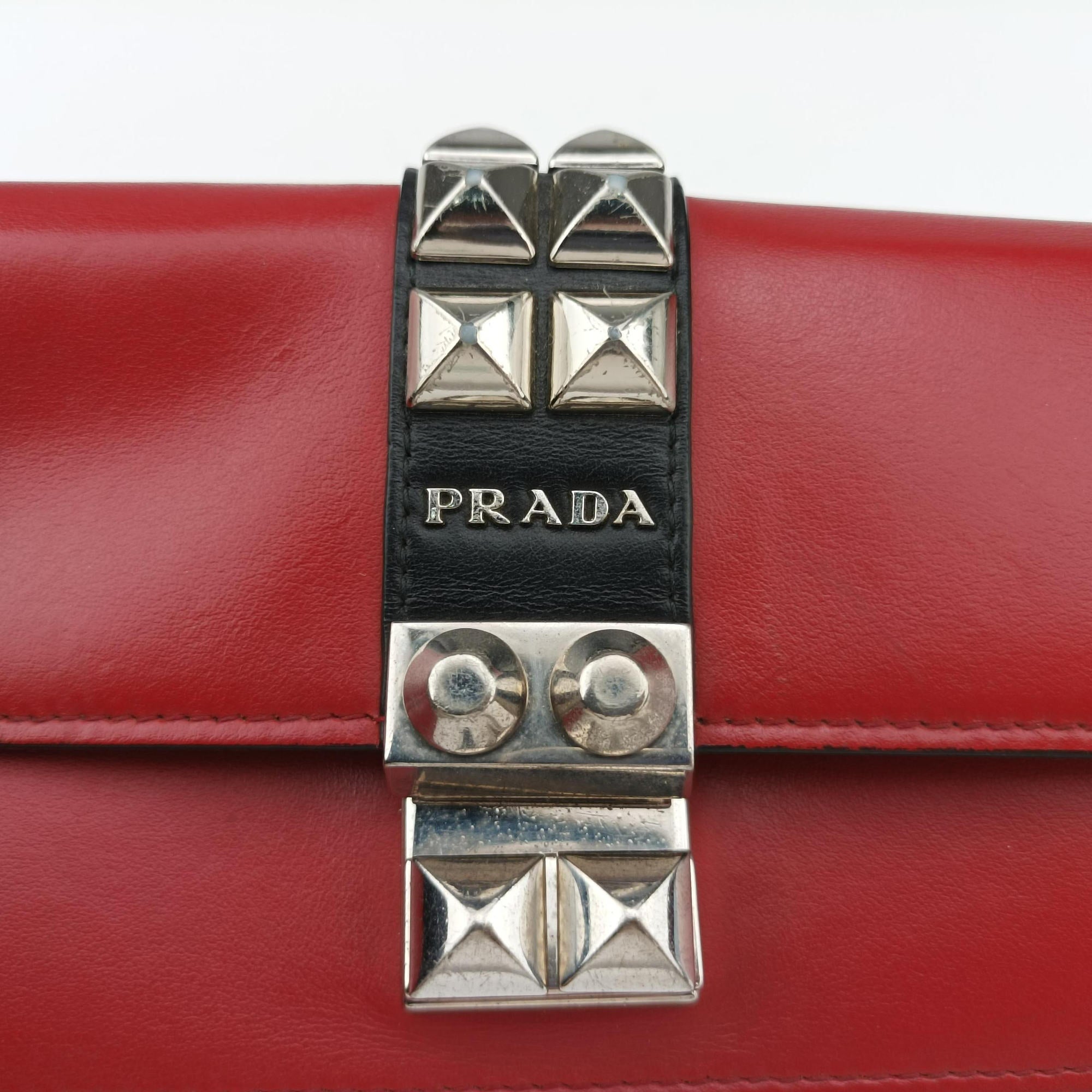 Secondhand Prada Elektra Studded Red Leather IDH061 shoulderbag | stylenewstar