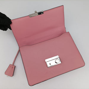 Pre-owned Prada Sound Lock Pink SAFFIANO Leather 1BD034 shoulderbag | stylenewstar