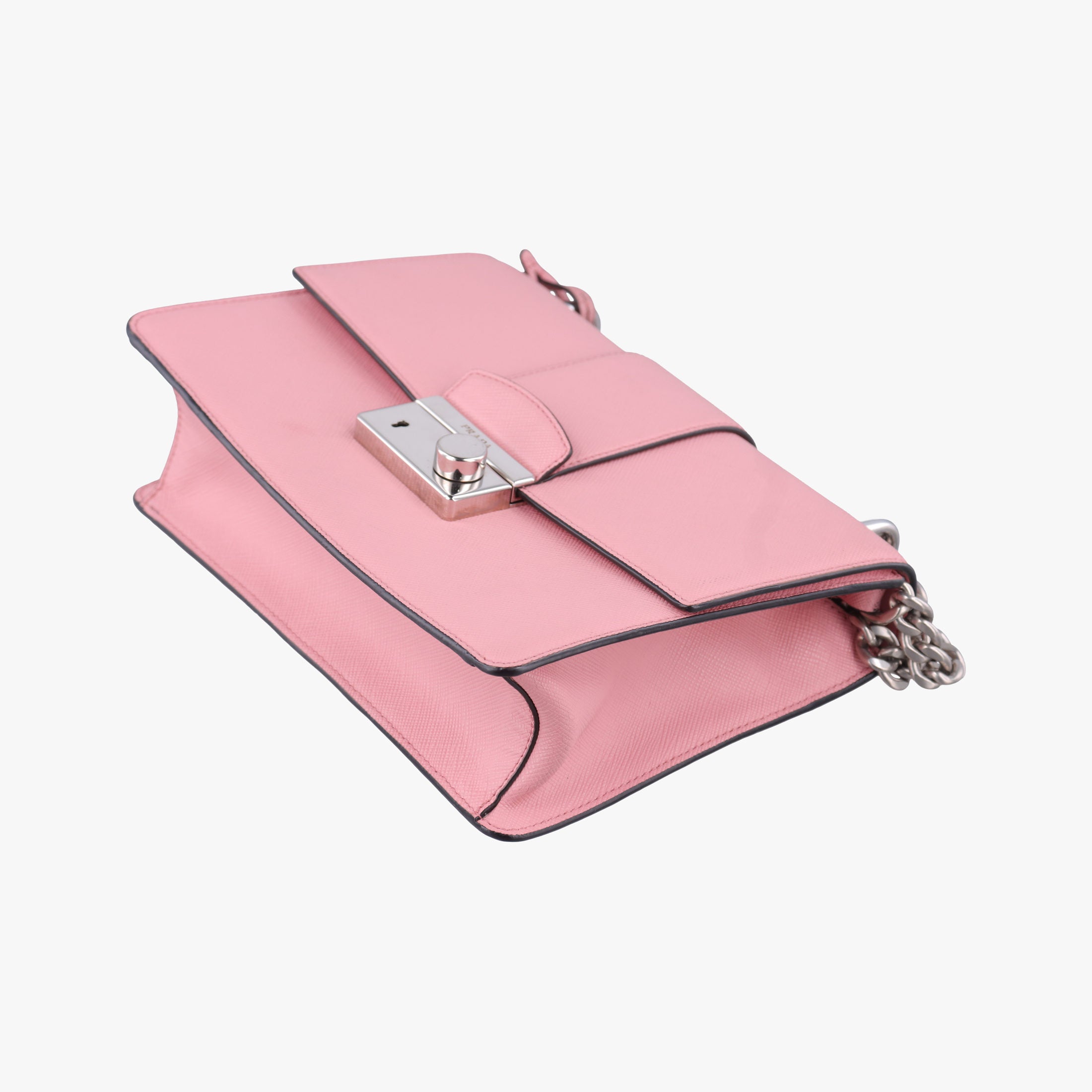 Pre-owned Prada Sound Lock Pink SAFFIANO Leather 1BD034 shoulderbag | stylenewstar