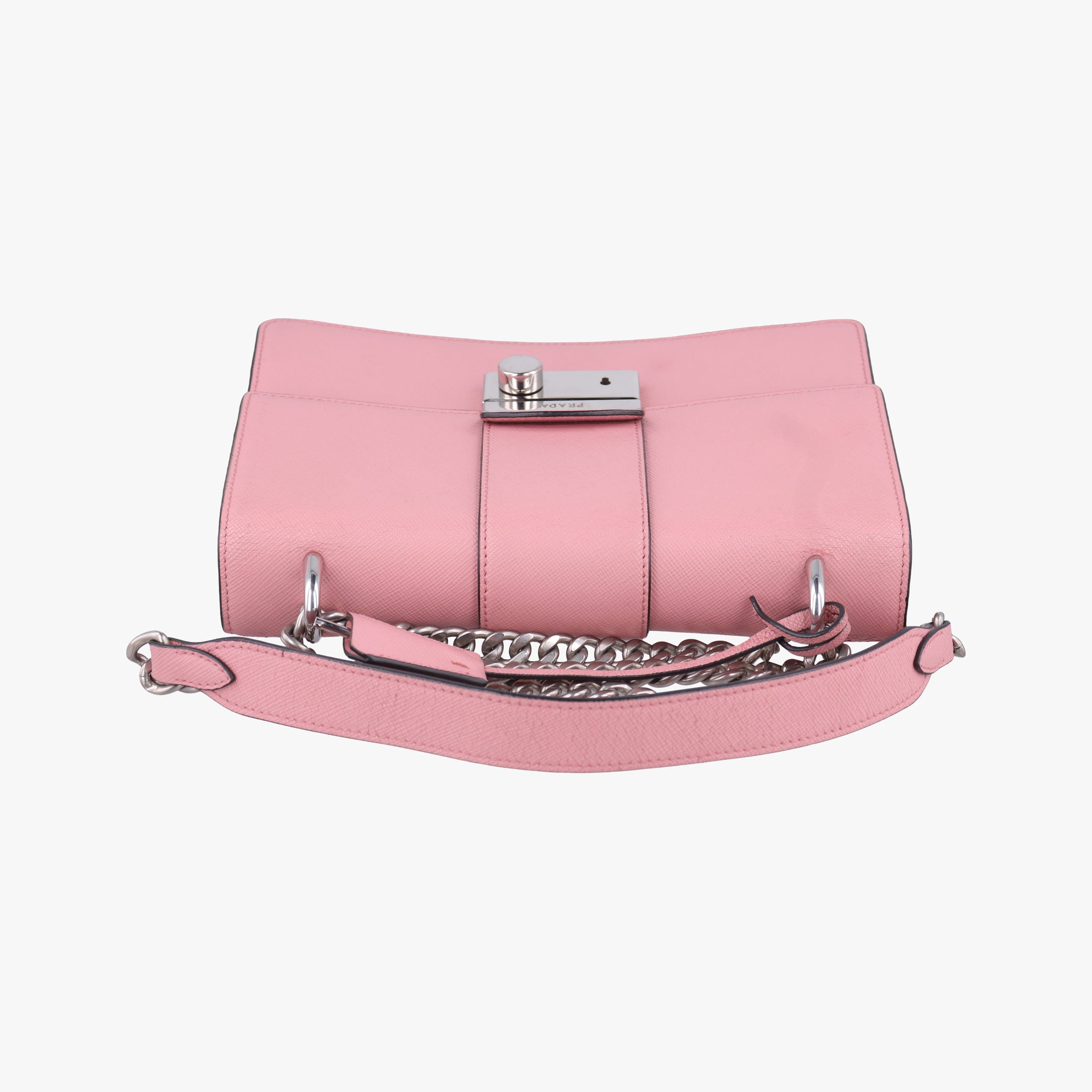 Pre-owned Prada Sound Lock Pink SAFFIANO Leather 1BD034 shoulderbag | stylenewstar