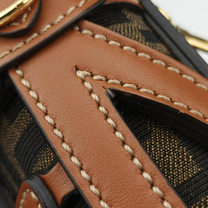 Pre-owned Fendi Nano Step Out Brown Canvas×Leather 7AS189 shoulderbag | stylenewstar
