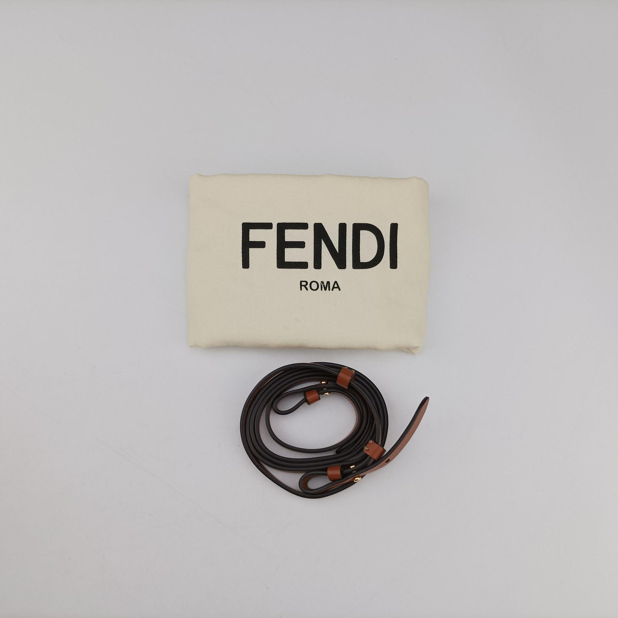 Pre-owned Fendi Nano Step Out Brown Canvas×Leather 7AS189 shoulderbag | stylenewstar