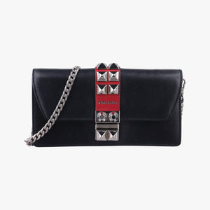 Pre-owned Prada Elektra Studded Black Leather IDH061 shoulderbag | stylenewstar