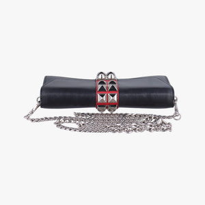Pre-owned Prada Elektra Studded Black Leather IDH061 shoulderbag | stylenewstar