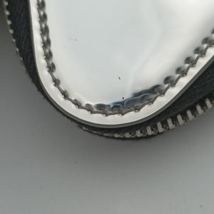 Pre-owned Prada Triangle Logo Silver patent  shoulderbag | stylenewstar