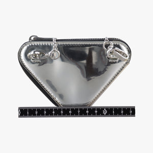 Pre-owned Prada Triangle Logo Silver patent  shoulderbag | stylenewstar