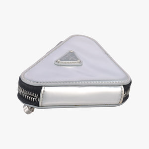 Pre-owned Prada Triangle Logo Silver patent  shoulderbag | stylenewstar