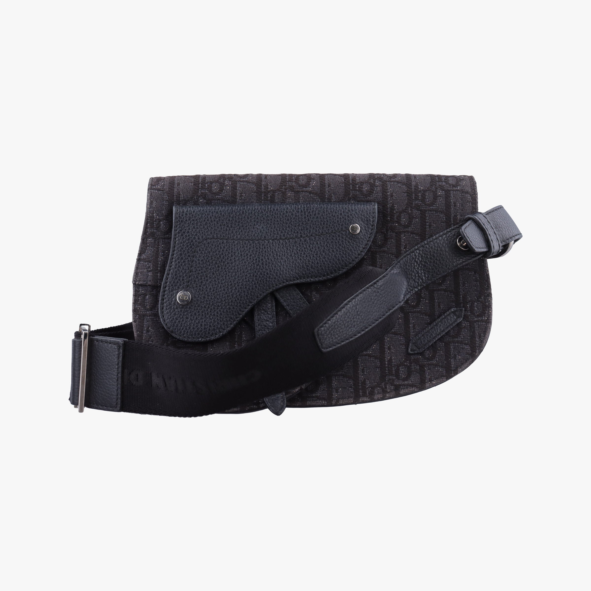 Pre-owned Christian Dior Saddle Black Jacquard×Leather  bum bag/waist bag | stylenewstar