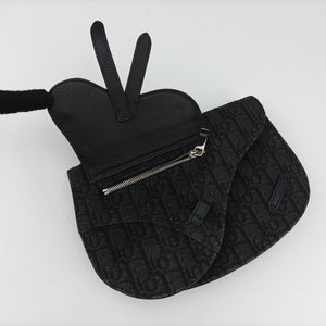 Pre-owned Christian Dior Saddle Black Jacquard×Leather  bum bag/waist bag | stylenewstar