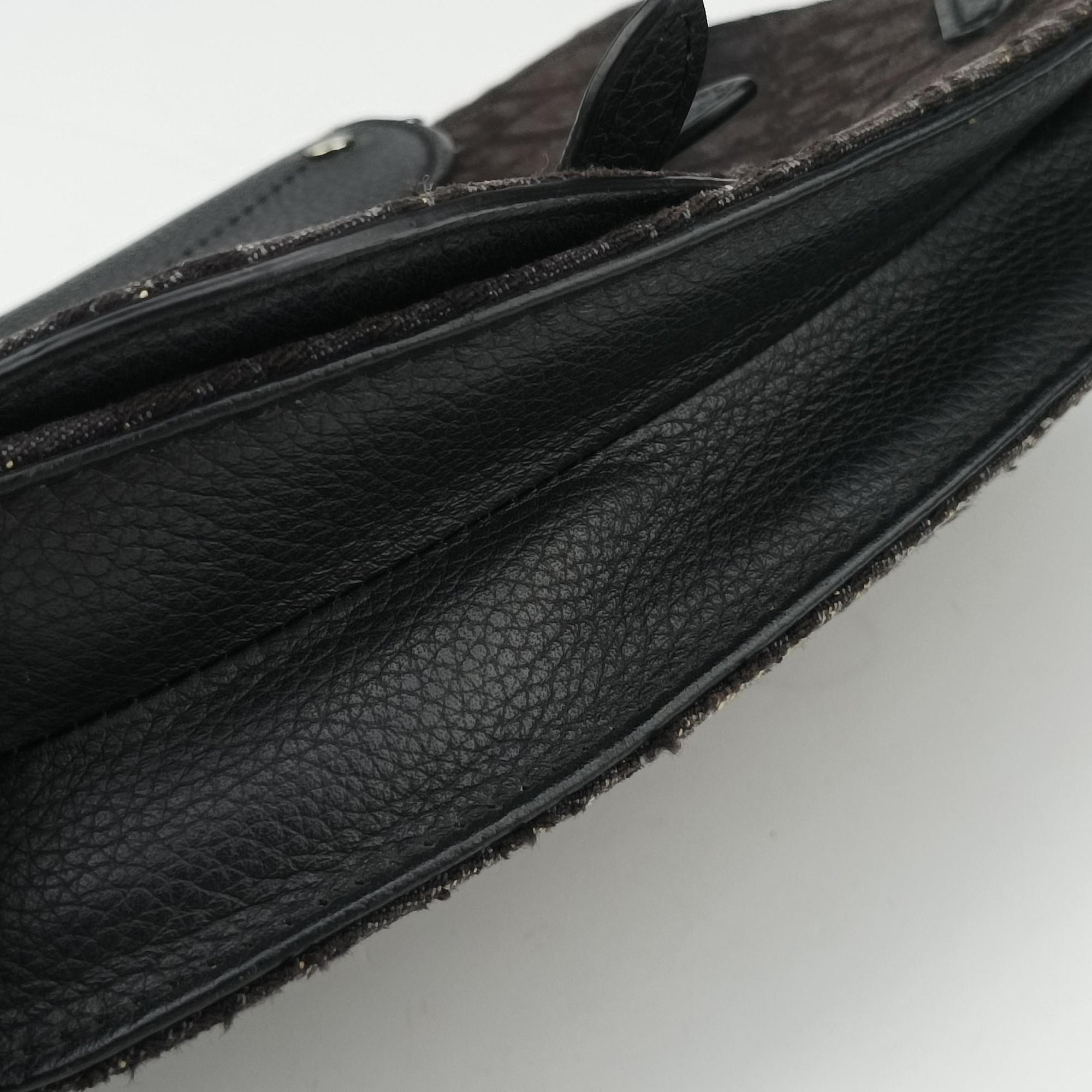 Pre-owned Christian Dior Saddle Black Jacquard×Leather  bum bag/waist bag | stylenewstar