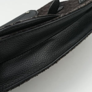 Pre-owned Christian Dior Saddle Black Jacquard×Leather  bum bag/waist bag | stylenewstar