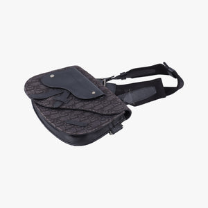 Pre-owned Christian Dior Saddle Black Jacquard×Leather  bum bag/waist bag | stylenewstar