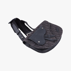 Pre-owned Christian Dior Saddle Black Jacquard×Leather  bum bag/waist bag | stylenewstar