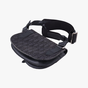 Pre-owned Christian Dior Saddle Black Jacquard×Leather  bum bag/waist bag | stylenewstar