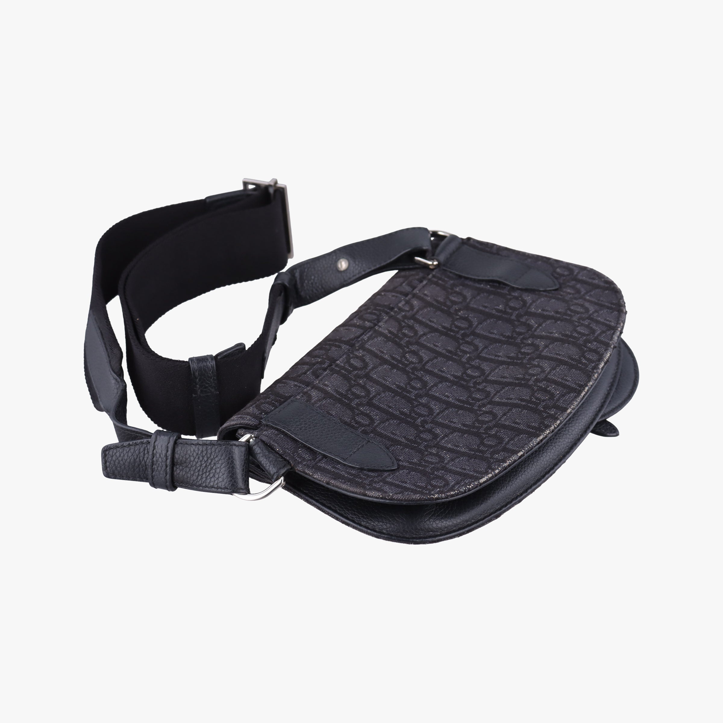Pre-owned Christian Dior Saddle Black Jacquard×Leather  bum bag/waist bag | stylenewstar