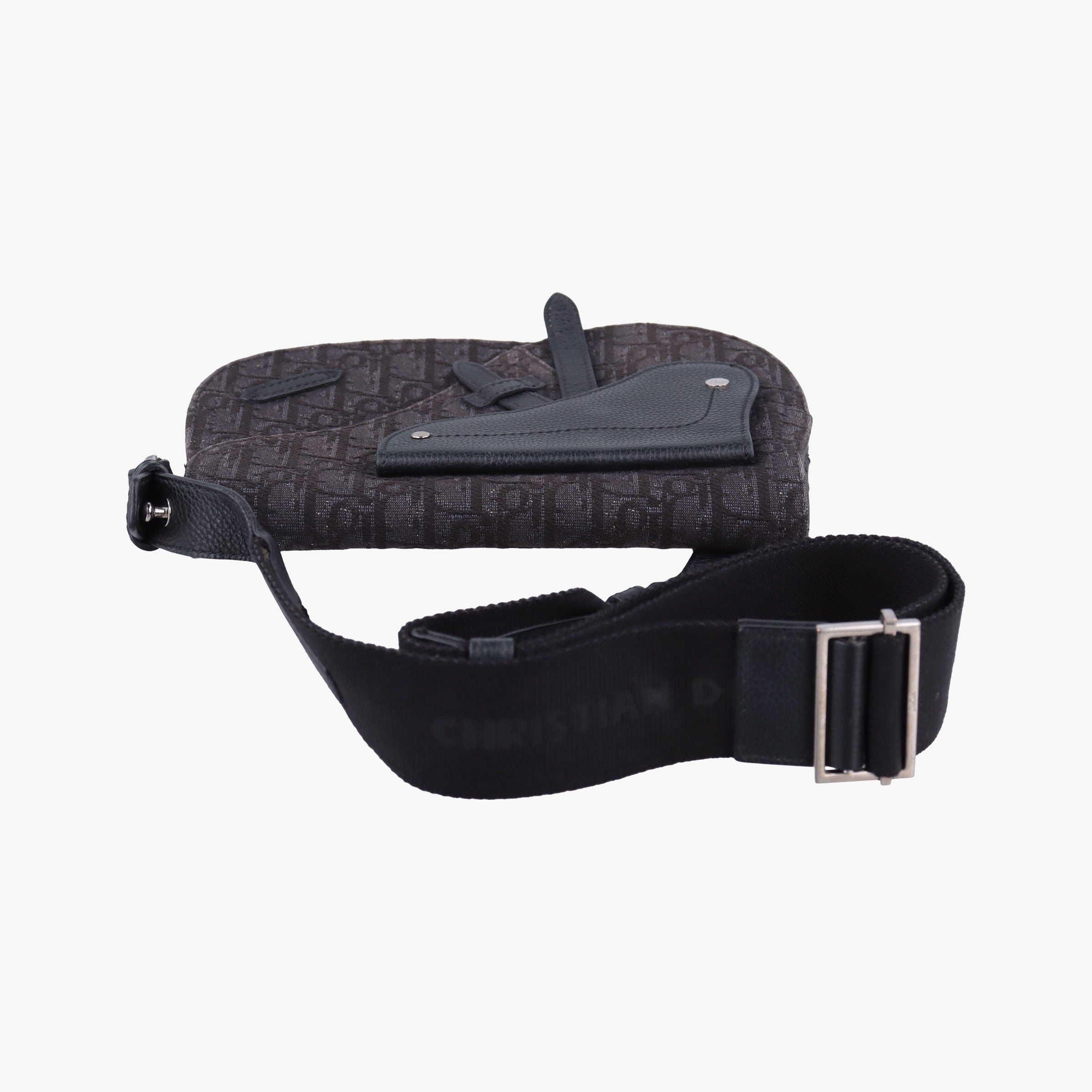 Pre-owned Christian Dior Saddle Black Jacquard×Leather  bum bag/waist bag | stylenewstar