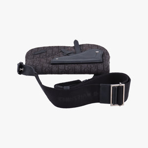 Pre-owned Christian Dior Saddle Black Jacquard×Leather  bum bag/waist bag | stylenewstar