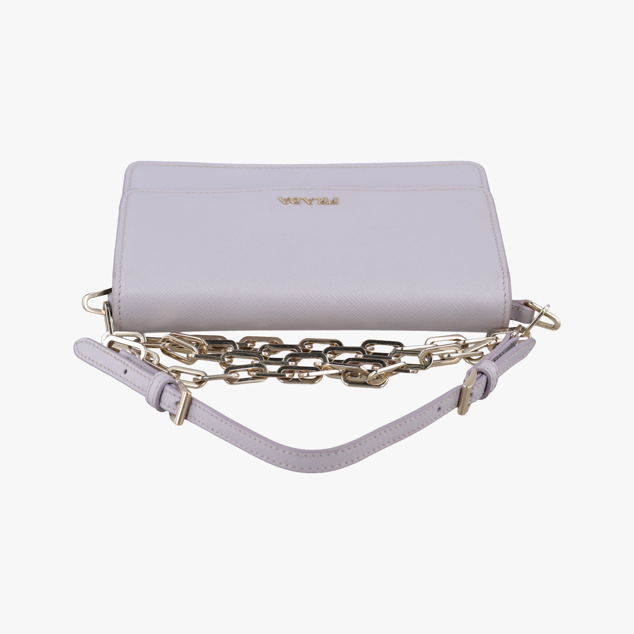 Pre-owned Prada Logo Chain Purple SAFFIANO Leather BT1035 shoulderbag | stylenewstar