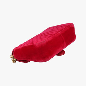 Pre-owned Gucci GG Marmont Red velour 443497 shoulderbag | stylenewstar