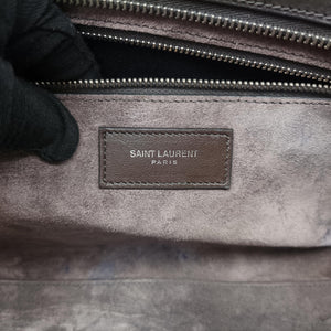 Pre-owned Yves Saint Laurent Cabas Rive Gauche Dark Gray Crocodile Embossed Calfskin Leather 400413 shoulderbag | stylenewstar
