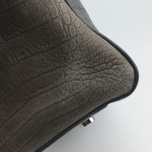 Pre-owned Yves Saint Laurent Cabas Rive Gauche Dark Gray Crocodile Embossed Calfskin Leather 400413 shoulderbag | stylenewstar