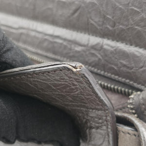 Pre-owned Yves Saint Laurent Cabas Rive Gauche Dark Gray Crocodile Embossed Calfskin Leather 400413 shoulderbag | stylenewstar