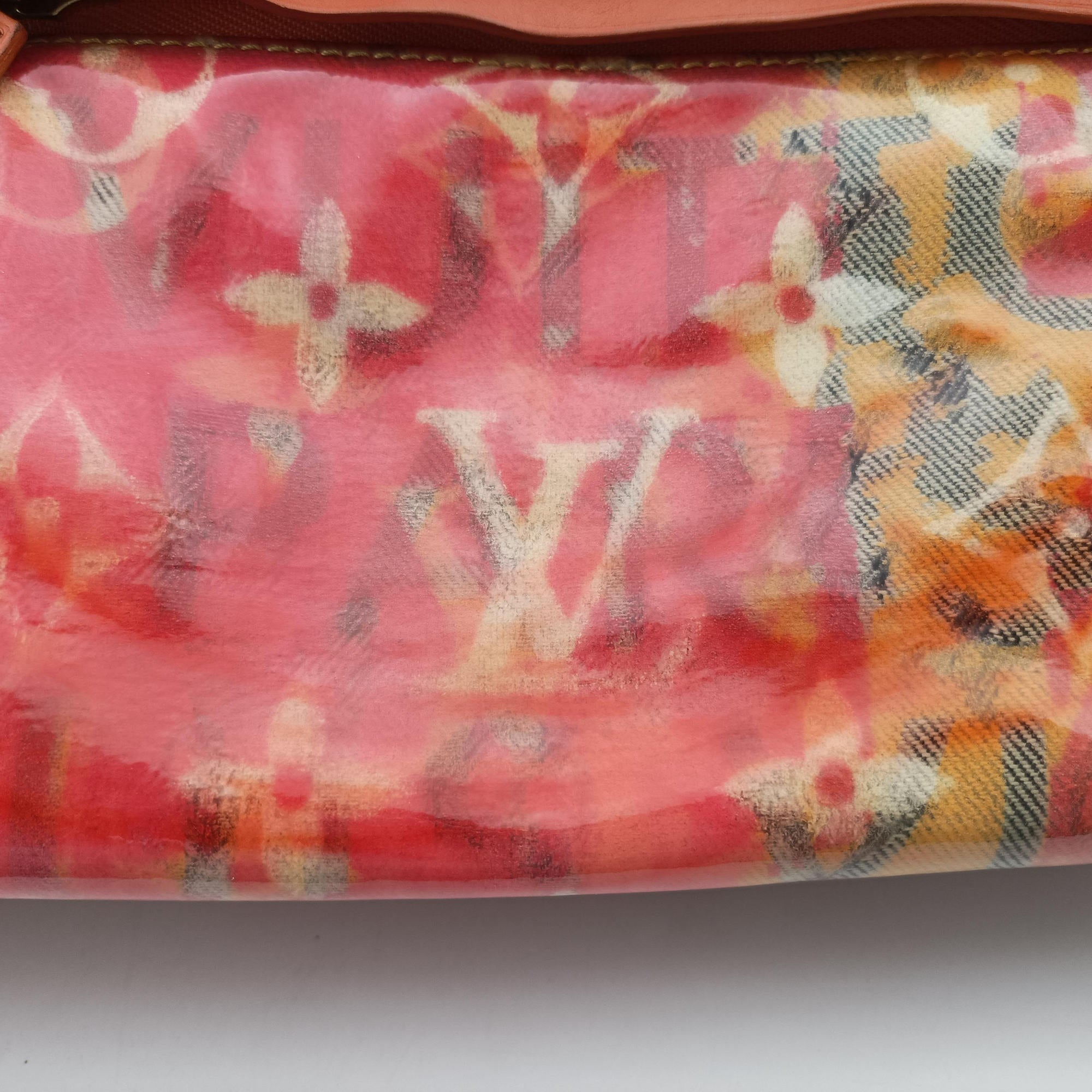 Pre-owned Louis Vuitton Weekender PM Rose×Multicolor Monogram Pulp M95734 handbag | stylenewstar