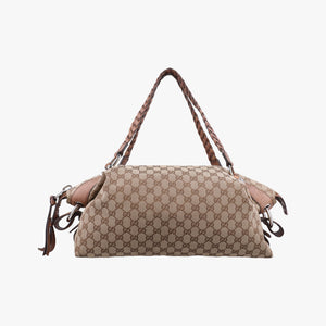 Pre-owned Gucci Medium Bamboo Brown Canvas×Leather 232959 handbag | stylenewstar