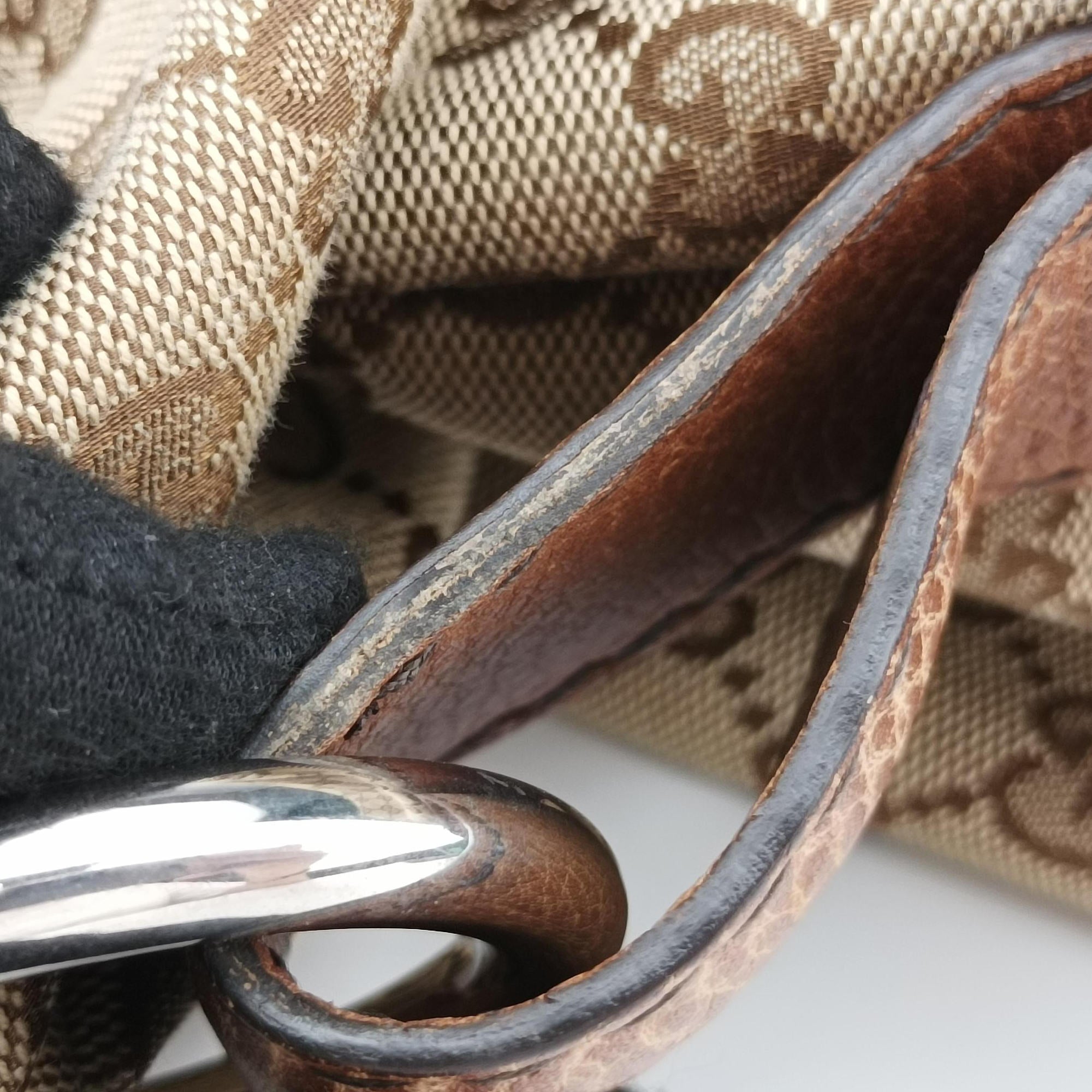 Pre-owned Gucci Medium Bamboo Brown Canvas×Leather 232959 handbag | stylenewstar