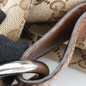 Pre-owned Gucci Medium Bamboo Brown Canvas×Leather 232959 handbag | stylenewstar