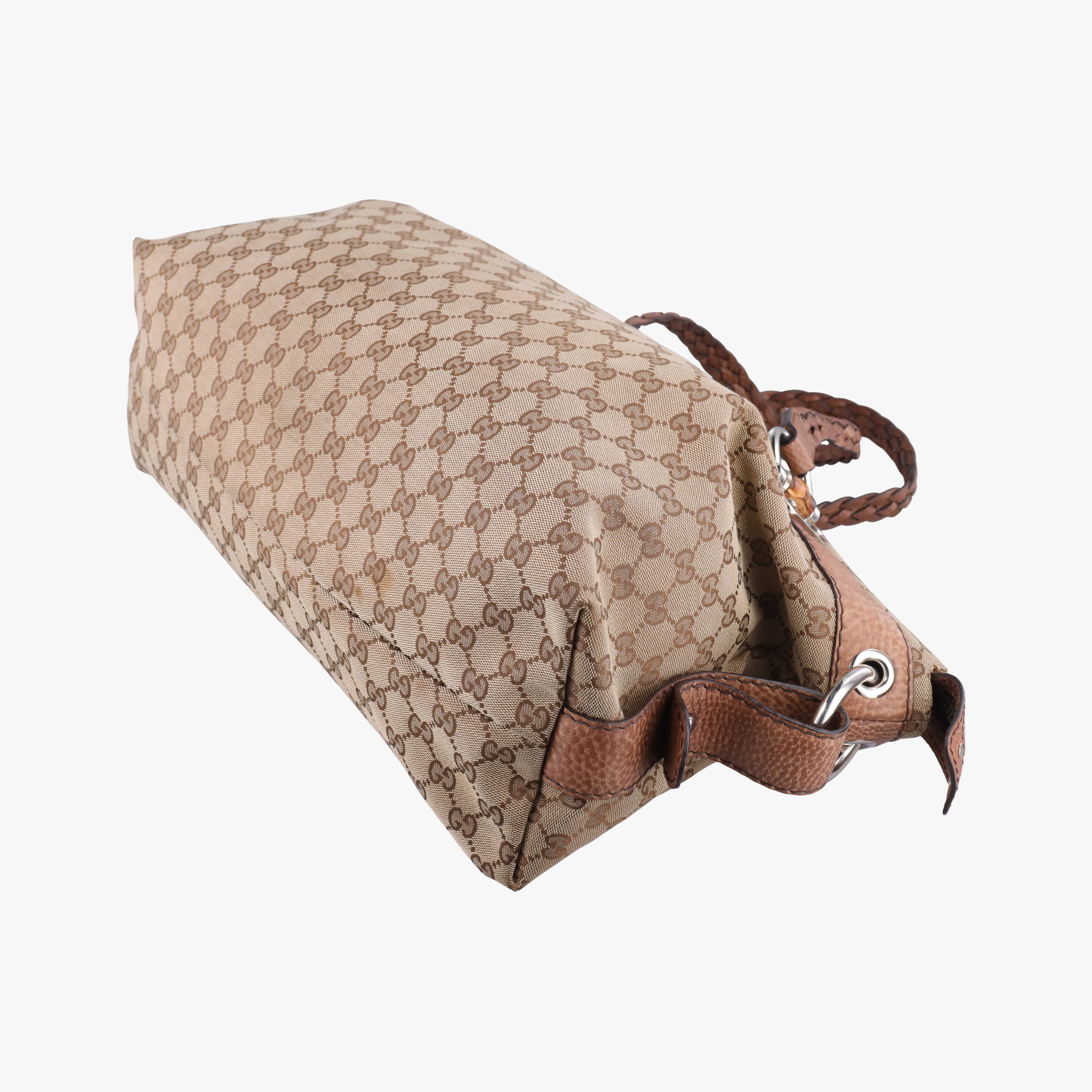 Pre-owned Gucci Medium Bamboo Brown Canvas×Leather 232959 handbag | stylenewstar