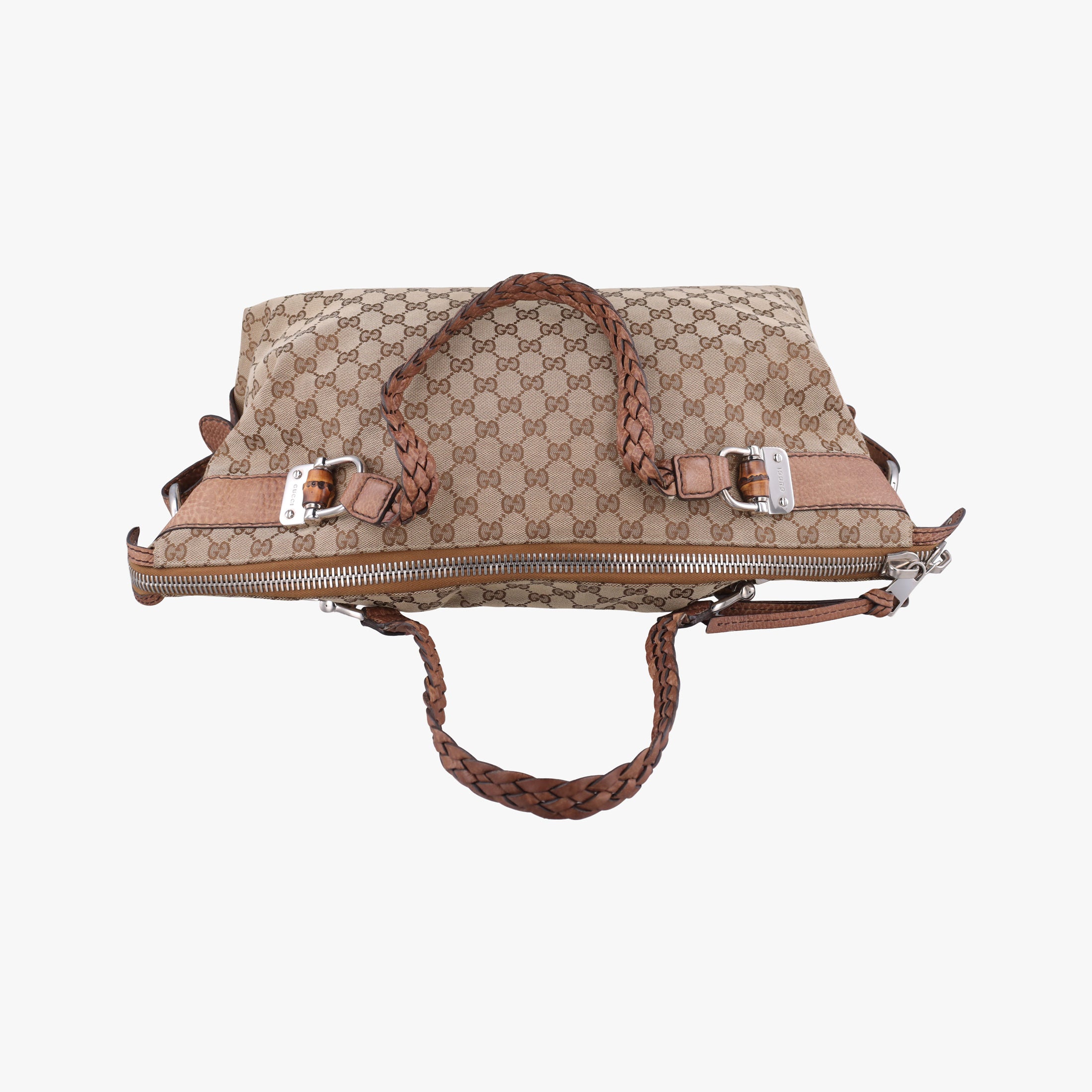 Pre-owned Gucci Medium Bamboo Brown Canvas×Leather 232959 handbag | stylenewstar