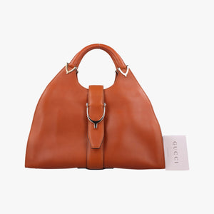 Secondhand Gucci Stirrup Brown leather 277514 handbag | stylenewstar
