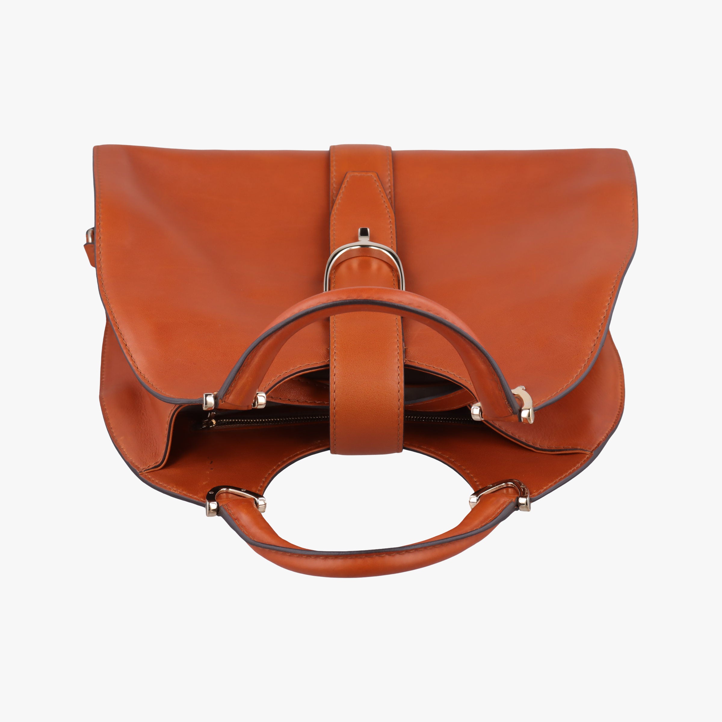 Secondhand Gucci Stirrup Brown leather 277514 handbag | stylenewstar
