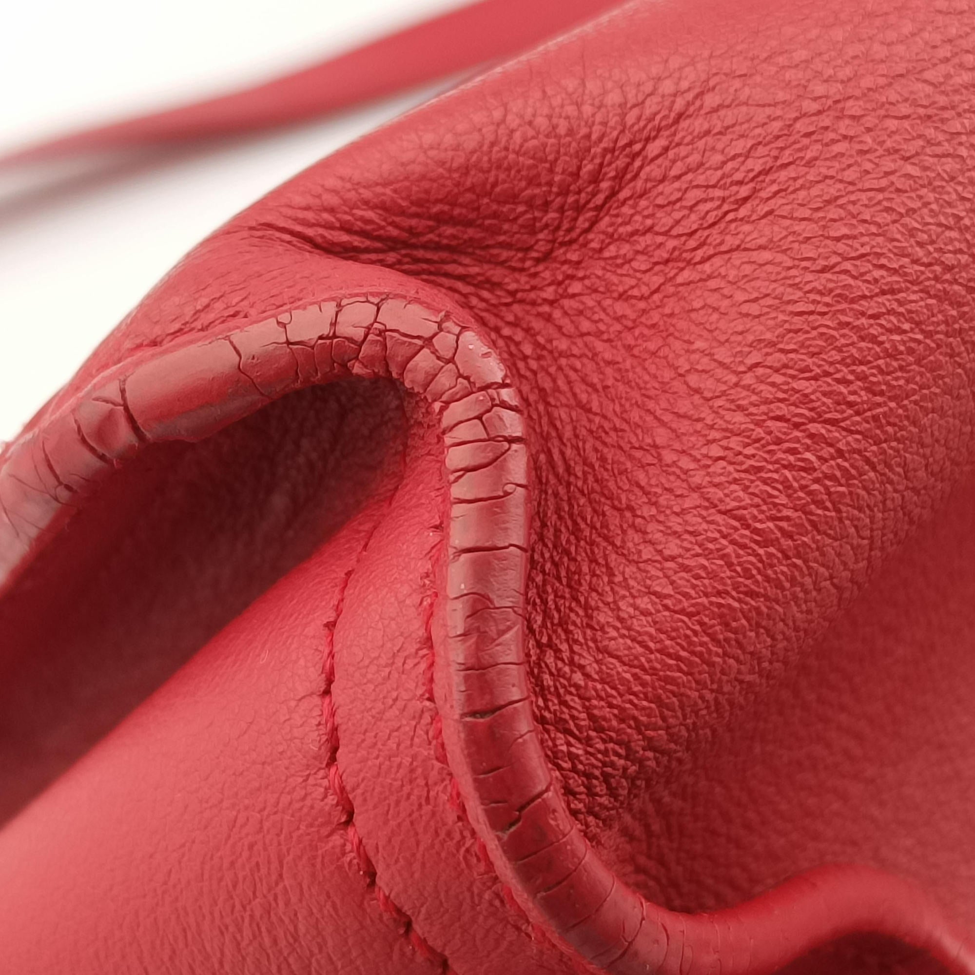 Pre-owned Yves Saint Laurent BABY CABAS Red Leather 394461 shoulderbag | stylenewstar