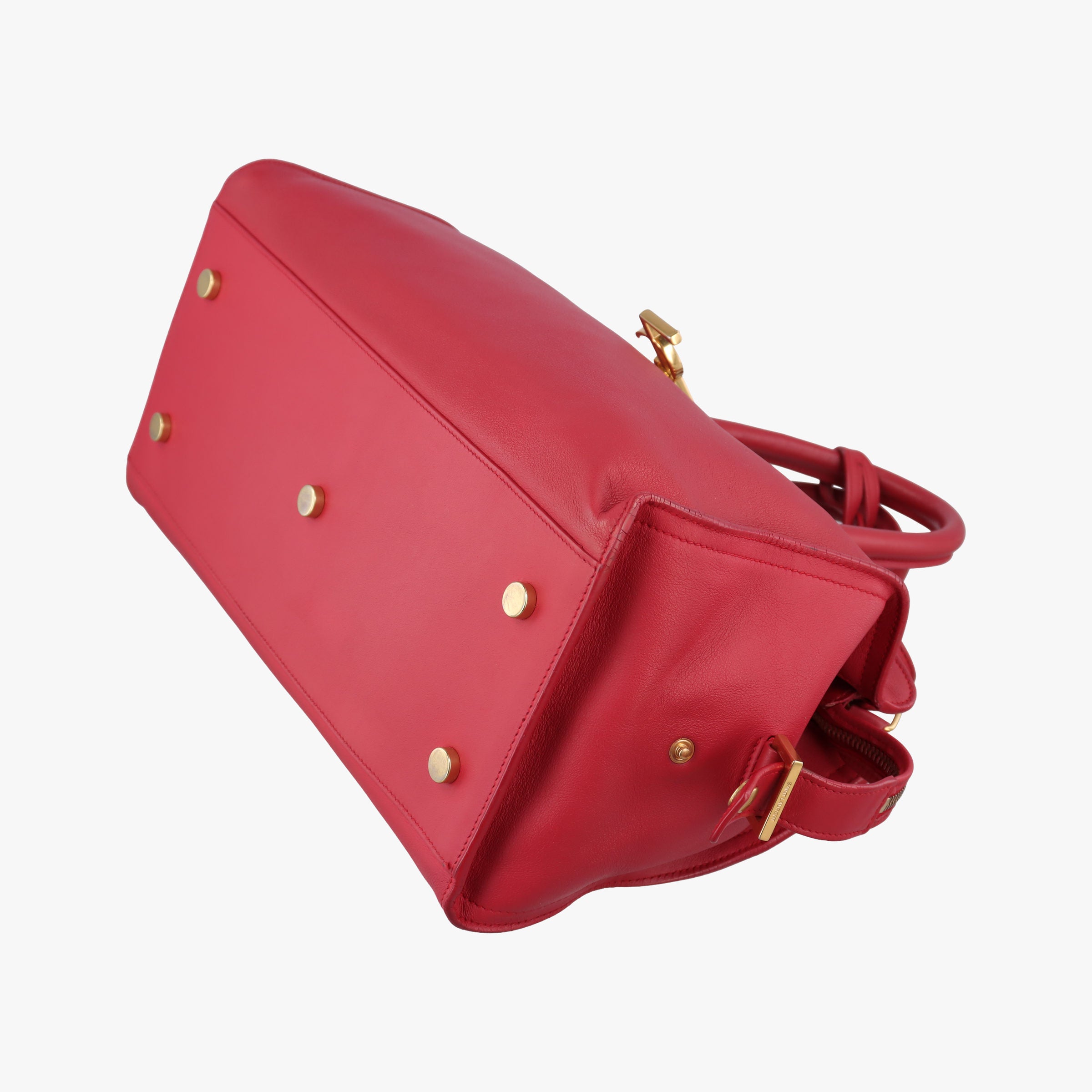 Pre-owned Yves Saint Laurent BABY CABAS Red Leather 394461 shoulderbag | stylenewstar