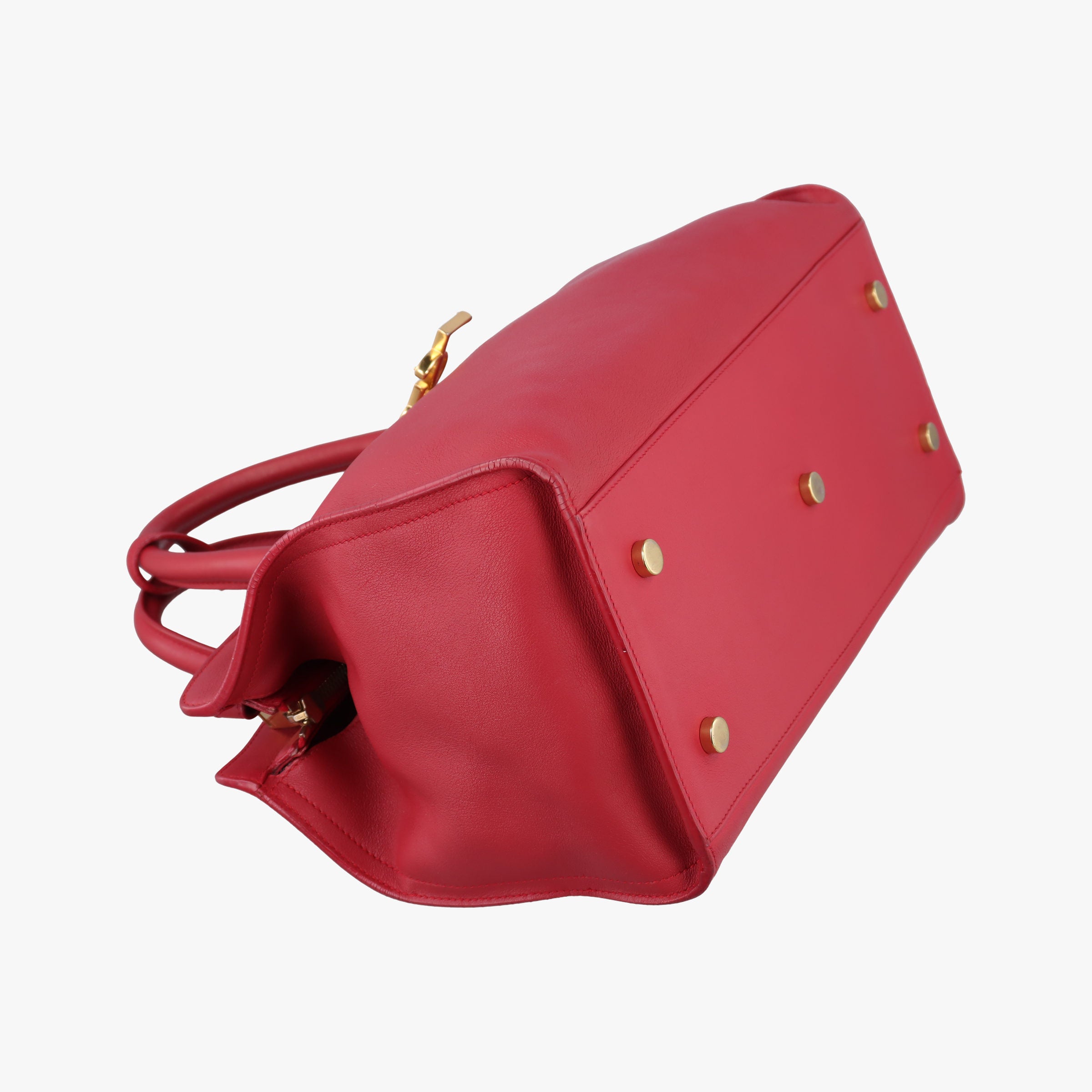 Pre-owned Yves Saint Laurent BABY CABAS Red Leather 394461 shoulderbag | stylenewstar