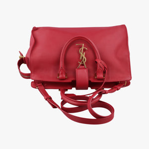Pre-owned Yves Saint Laurent BABY CABAS Red Leather 394461 shoulderbag | stylenewstar