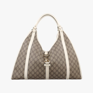 Pre-owned Gucci New Jackie Brown×White PVC coated canvas×Leather 203493 handbag | stylenewstar