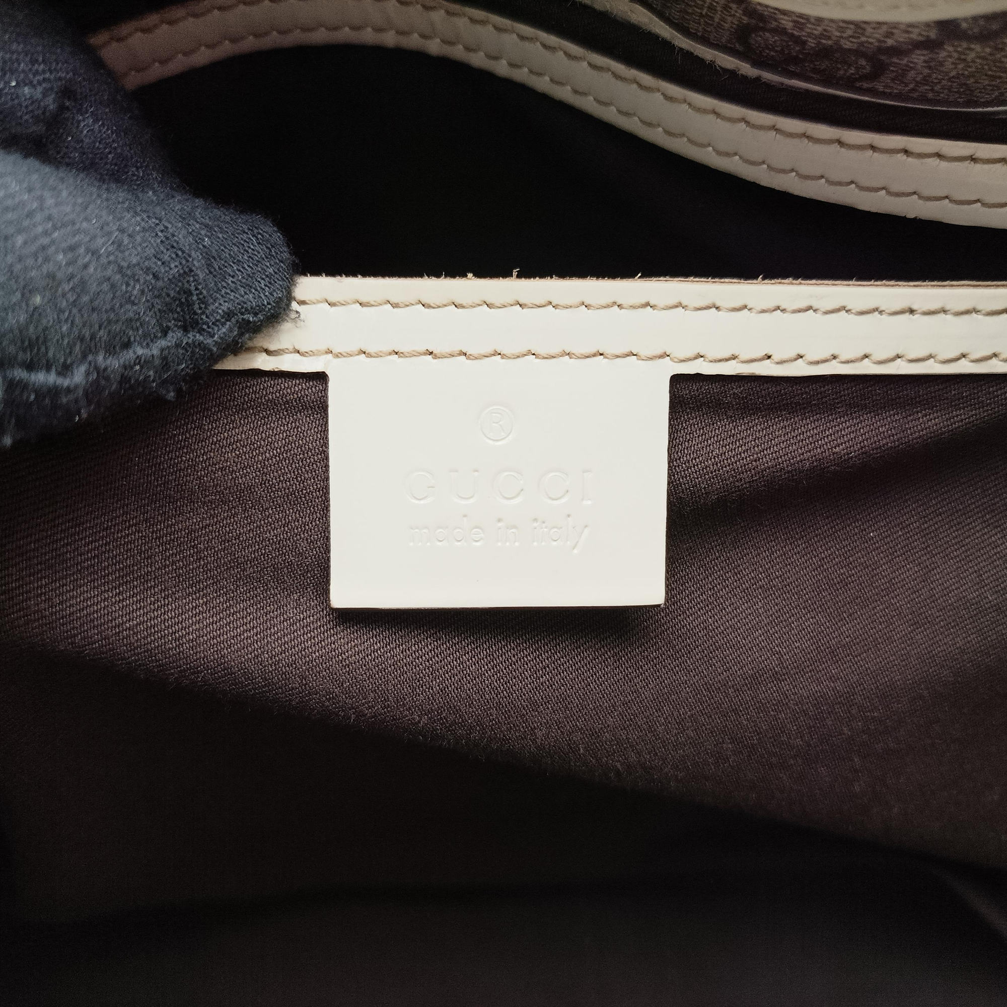 Pre-owned Gucci New Jackie Brown×White PVC coated canvas×Leather 203493 handbag | stylenewstar